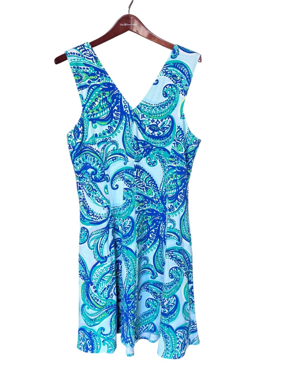 Lilly Pulitzer Blue Green Paisley Print A-line Dress Size XL